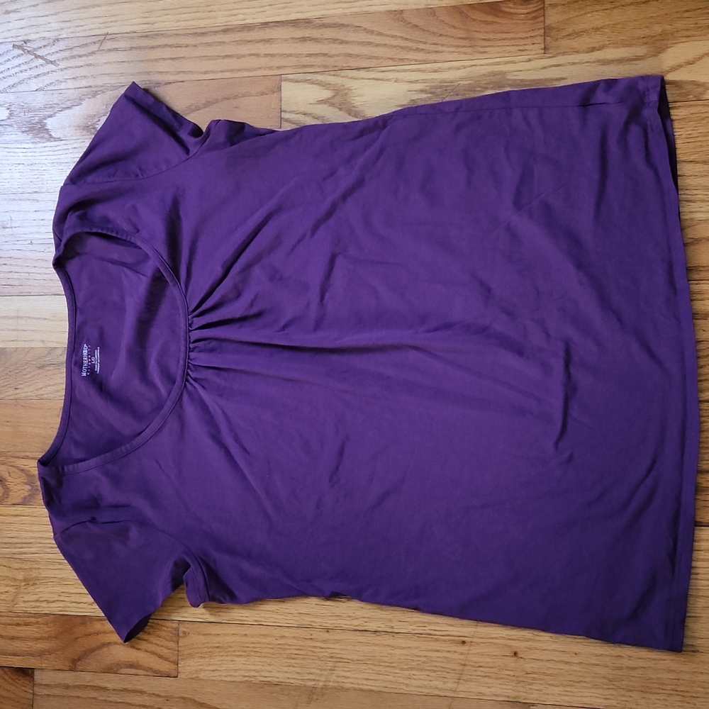 Motherhood Maternity large short sleeved tees- striped & purple - Picture 2 of 5